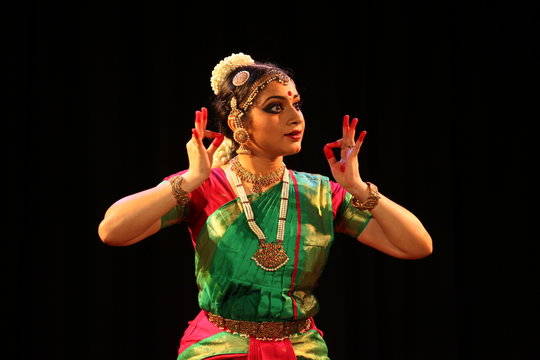 bharathanatyam is one of the classical dance forms of india,from the state of tamil nadu.the picture is from a stage performance