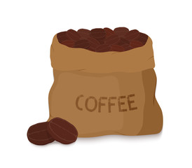 Vector canvas coffee bag, package for grains of aroma product