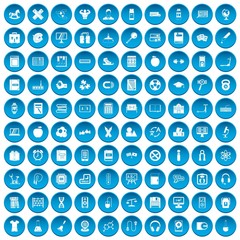 100 learning kids icons set in blue circle isolated on white vectr illustration