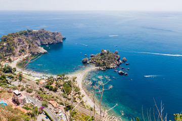 Fototapeta na wymiar View of Isola Bella in Taormina, Sicily, Italy
