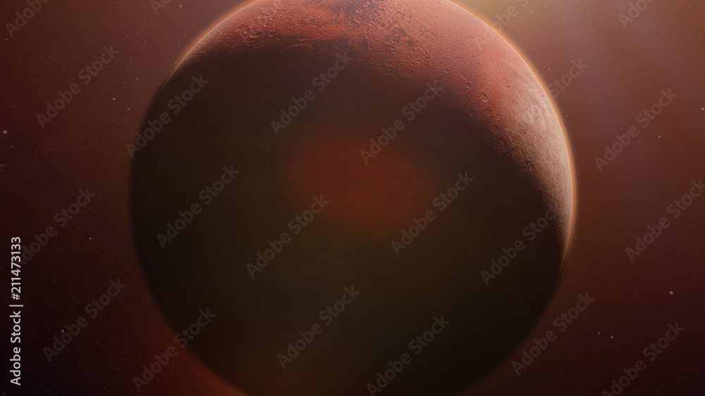Canvas Prints red planet mars in natural colors, close up with visible atmosphere