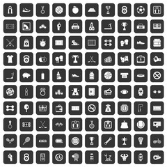 100 basketball icons set in black color isolated vector illustration