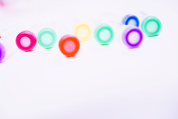 Chemical tubes with colorful caps. Medical laboratory research. 