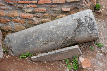 Rome,  view and details of the archaeological area of the Roman Forums