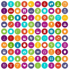 100 beauty product icons set in different colors circle isolated vector illustration