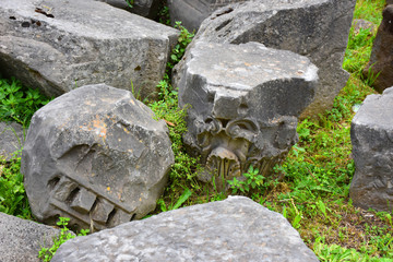 Rome,  view and details of the archaeological area of the Roman Forums
