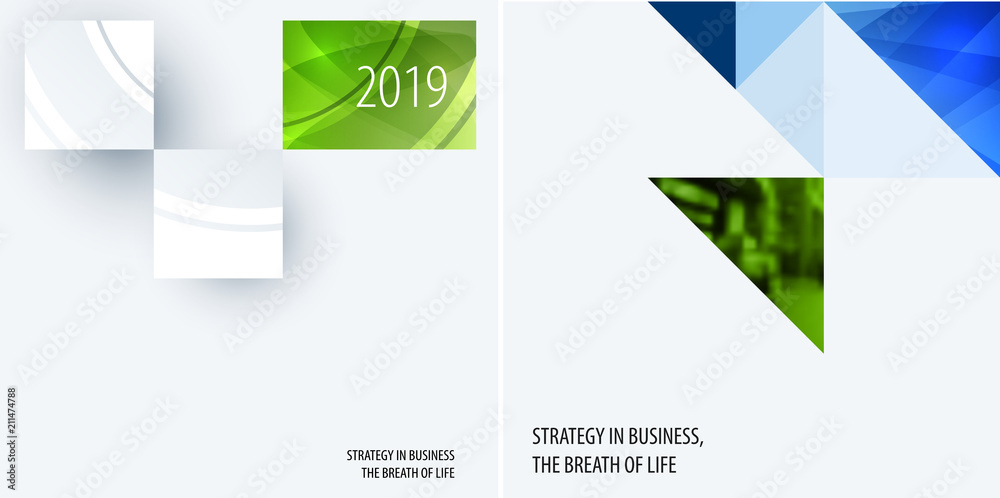 Wall mural set of modern design abstract templates. creative business background with colourful triangles for p