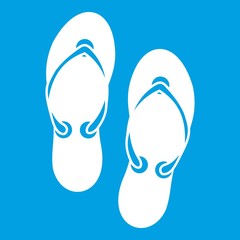 Flip flop sandals icon white isolated on blue background vector illustration