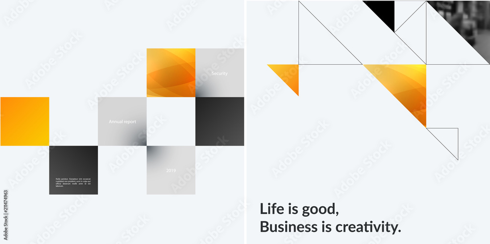 Wall mural set of modern design abstract templates. creative business background with colourful triangles for p