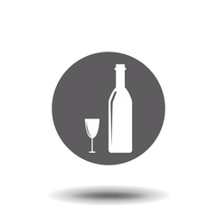 Wine bottle with wine glass icon isolated on white background. Vector illustration.