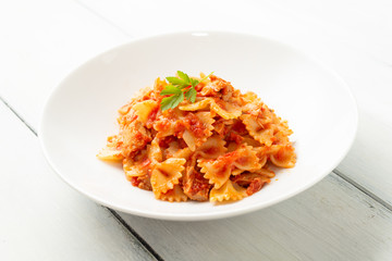 Piatto di pasta al ragù di pesce, Mediterranean food 