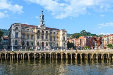 bilbao city hall views, close to nervion river, Spain