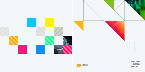 Obraz premium Set of modern design abstract templates. Creative business background with colourful triangles for promotion, banner, brand printing, business, decoration, branding