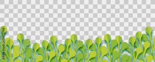 grass craft template Paper cut vector art. Grass origami transparent background. Floral.
