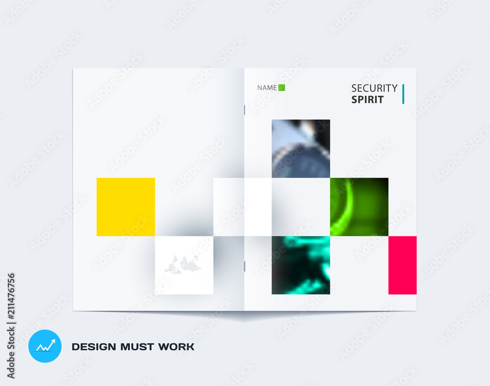 Wall mural square design presentation template with colourful rectangles shadows. abstract vector set of modern