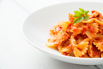 Piatto di pasta al ragù di pesce, Mediterranean food 