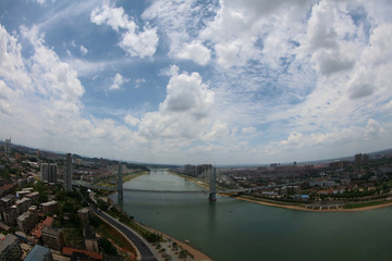  View of dongting lake river cable-stayed bridge