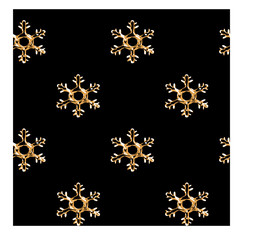 Merry Christmas Festival and New Year  and fabric black background seamless pattern texture with golden snowflakes