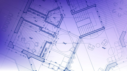 vector architectural plan - abstract architectural blueprint of a modern residential building / technology, industry, business concept illustration: real estate, building, construction & architecture