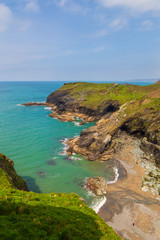 A view of rocks at Tintagel in Cornwall, UK