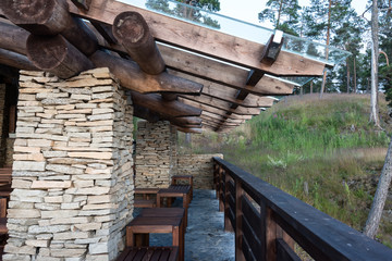 Porch of the chapel in the name of all the saints of Valaam. Valaam is a cozy and quiet piece of...