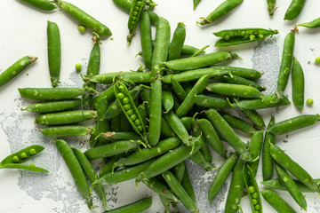 Raw Fresh Green Peas. summer organic healthy food