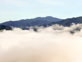 beautiful sea of mist in the morning at Panoenthung Scenic Point ,Thailand