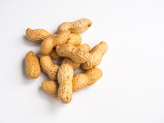 Peanuts on white background