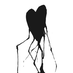 Handdrawn heart with veins. ink drop