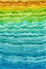 Striped Watercolor Background with Waves