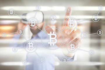 Bitcoin cryptocurrency. Financial technology. Internet money. Business concept.