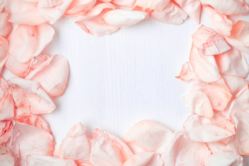frame of rose petals.