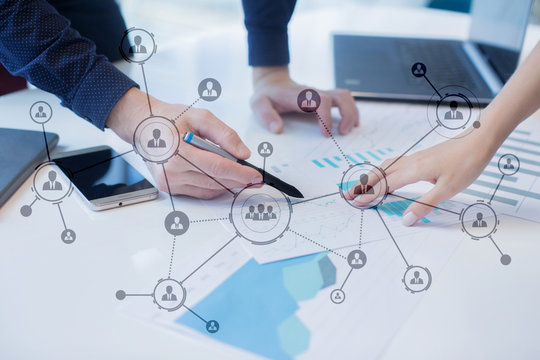 Organisation structure. People's social network. Business and technology concept. - Powered by Adobe