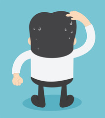 businessman is thinking. Scratch head . Vector illustration in cartoon style