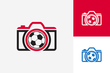 Soccer Camera Logo Template Design Vector, Emblem, Design Concept, Creative Symbol, Icon