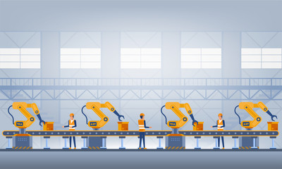 Industry 4.0 Smart factory concept. Technology vector illustration