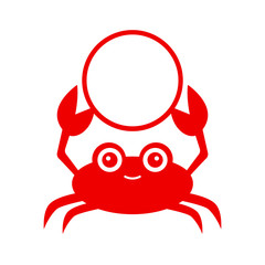 Funny red crab. Crab silhouette. Vector icon isolated on white background.