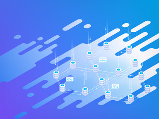 Abstract isometric illustration. High technology concept. Data center.