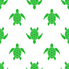 Fototapeta premium Vector pattern with sea turtle. Texture with turtle silhouette on white background.