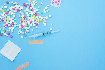 pills on a blue background