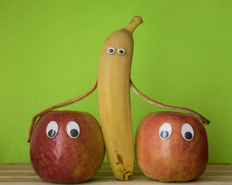 Representaci&oacute;n de una amistad entre fruta.