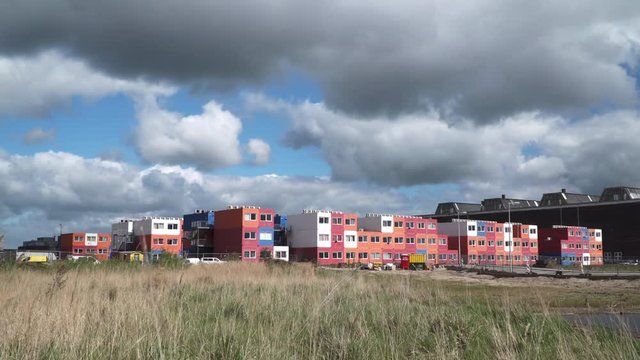 Time lapse of clouds over Amsterdam student housing in NDSM district