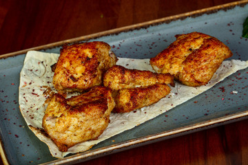 Chicken barveque with bread