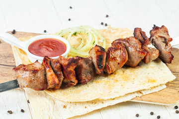 Grilled beef shashlic