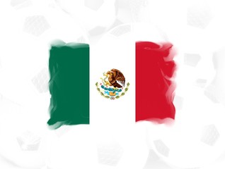 MEXICO Flag on white soccer balls background 