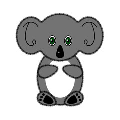 Koala bear. Cute cartoon bear character. Gray silhouette. White background. Vector