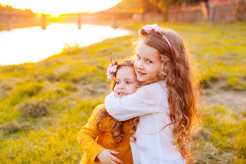 Two sisters in the river coast