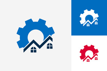 Roof Gear Logo Template Design Vector, Emblem, Design Concept, Creative Symbol, Icon