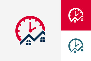 Roof Time Logo Template Design Vector, Emblem, Design Concept, Creative Symbol, Icon