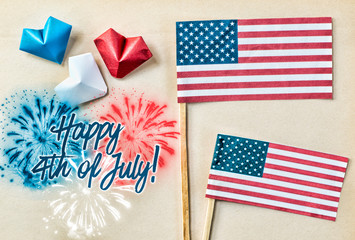Obraz premium Happy fourth of july against usa flag. Happy independence day card 
